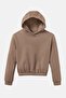 Kids Girl Hoodie Long Sleeves Plain Sweatshirt, Brown - 3