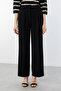 Wide Leg Pleated Trousers Black