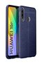 Huawei Y6P Case Leather Pattern Luxury Niss Silicone Navy Blue + Full Screen Protector