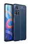 Poco M4 Pro 5g Case Leather Pattern Luxury Niss Silicone Navy Blue + Ghost Screen Protector