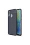 Huawei Y6 2019 Case Leather Pattern Luxury Niss Silicone Navy Blue + Nano Screen Protector