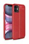 Case for iPhone 12 Leather Pattern Luxury Niss Silicone Red + Ghost Screen Protector