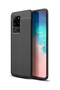 حافظة لهاتف Galaxy S20 Ultra من الجلد بنمط فاخر من السيليكون باللون الأسود + واقي شاشة شبح