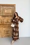 Ethnic Patterned Viscose Long Sleeve Brown Dress - 2