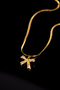Bow Model, Stylish and Elegant Gold Steel Necklace with Italian Scrunch Chain