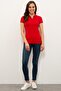 Women's Dark Red Polo Neck T-Shirt - 4