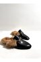 046-805 Women's Black Fur Inside Slippers - 4