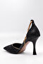 Glamorous Stone & Pearl Detailed Lace Overlay Stylish Heeled Shoes Special Design Gold Ankle Strap - 2