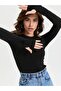 Black Finger Snap Long Sleeve Crew Neck Viscose Lycra Badi - 3
