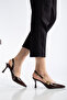 Women's Pointed-Toe Buttoned Buckled Brown Patent Leather Stiletto Heel Shoes - 4