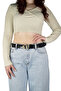 100% Genuine Leather, Black Women's Jeans with Gold Snake Buckle, Sports Belt 4 Cm=an-byn-47 - 3