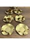 STEEL GOLD COLOR WAVY MODEL 6 ITEM(S) TEA SAUCER GLASS COASTER - 4