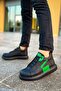Lace-Up Men's Sneaker Boots Black Green - 3