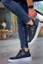 Tricot Fabric Men's Sneakers Black With Lacing Detail - 7