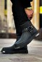 Zippered Men's Flat Boots Black