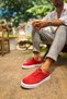 Lace-Up Velvet Fabric Men's Casual Shoes Red