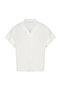 Women's Off-White Shirt Collar Short Sleeve Linen Blouse