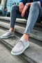 Lace Detailed Knitwear Fabric Men's Sports Shoes Gray