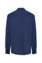 Men's Indigo Striped Hakim Collar Long Sleeve Shirt - 5