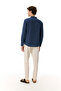 Men's Indigo Striped Hakim Collar Long Sleeve Shirt - 2