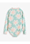 Sun Proof Upf50 One Piece Blue/Pink Floral Print Long Sleeve Swimsuit Alye76817 - 2
