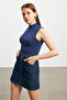 Women's Navy Blue White 2-Piece Sleeveless Body - 3