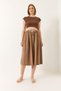 Women's Mink Waist Elasticized Tie-Detail Pocketed Poplin Skirt Ye4348 60283181 - 2