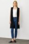 Women's V-Neck Lace Fabric Vest Black - 2