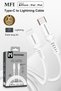 كابل شحن ومزامنة Mx-207 من Type C إلى Lightning، أبيض