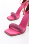 2028 Women's Thick Silver Stone Strap Ankle Belt Tie-Up Closed Back Heeled Sandals - 4
