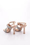 2032 Women's Silver Stone Heeled Sandals with Thick Rows and Crossed Straps - 3