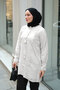 Women's Oversize Shirt with Guipure Detail in White - 3