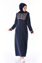 Embroidered Şile Cloth Dress 6000-02 Navy Blue