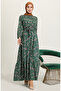 Floral Patterned Viscose Dress 5068-02 Green - 8