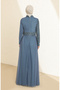 Sequined tulle evening dress 5345-12 indigo - 6