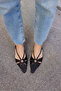 Melisa Women's Black Satin Mini Heel Shoes - 5