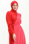 Color Paneled chiffon evening dress 5606-02 red coral - 4