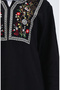 Embroidered Şile Cloth Blouse 0011-03 Black - 4