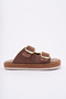 Women's Tan Daily Double Buckle Comfortable Sole Straw Sandals Slippers - 3