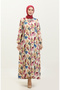 Dried Rose Patterned Viscose Plus Size Dress - 44851H-01