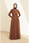 Sequined tulle evening dress 5345-16 brown