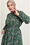 Floral Patterned Viscose Dress 5068-02 Green - 5