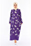 Patterned Şile Fabric Dress 0450-02 Purple - 2