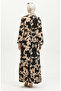 Mixed pattern belted dress 0388-05 black mink - 6