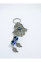 Special Design Evil Eye Metal Hamse Cluster Chain Keychain, Metal Leaf Gift Keychain - 3