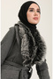 معطف فروي 71178-02 رمادي - 4