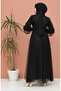 Tulle evening dress with pearls 81778-01 black - 3