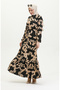 Mixed pattern belted dress 0388-05 black mink - 2