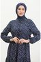 Viscose small floral dress 0391-01 navy blue - 5
