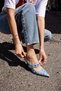 Yulya Women's Denim Blue Heel Slingback Shoes - 2